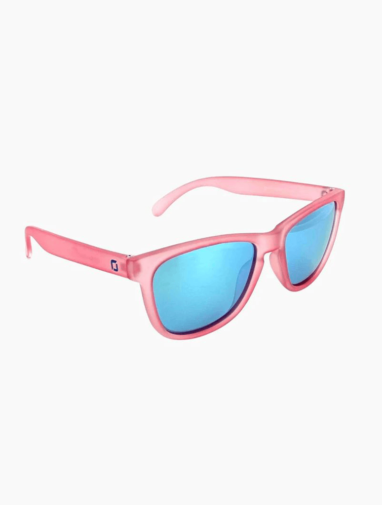 Fairplay Crystal Sunglasses in Pink/Smoke/Blue Mirror Lens