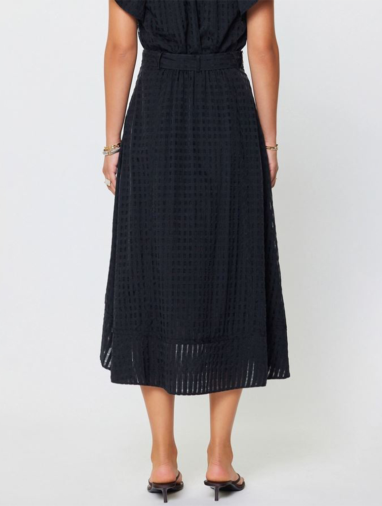Gingham Asymmetric Belted Midi Skirt