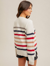 Crew Neck Split Stripe Sweater (Final Sale)