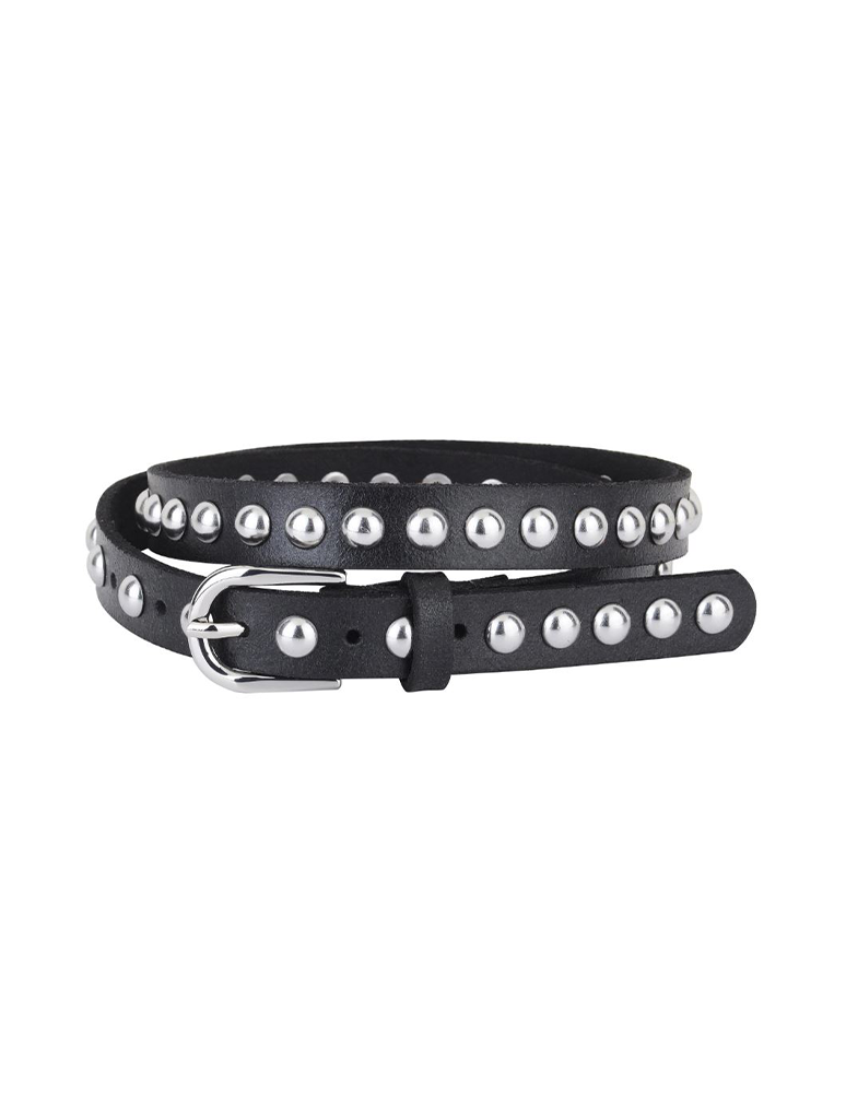 Skinny Studded Leather Belt