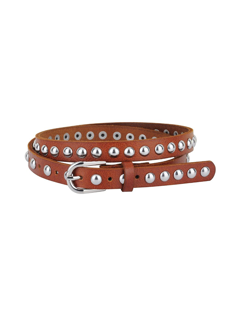 Skinny Studded Leather Belt