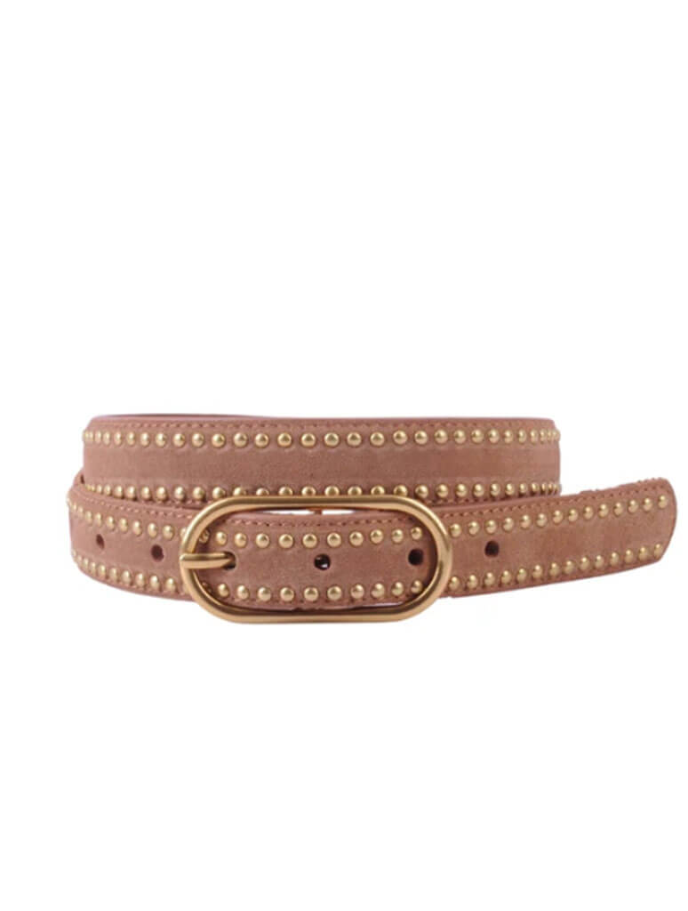 Stud Lined Suede Belt