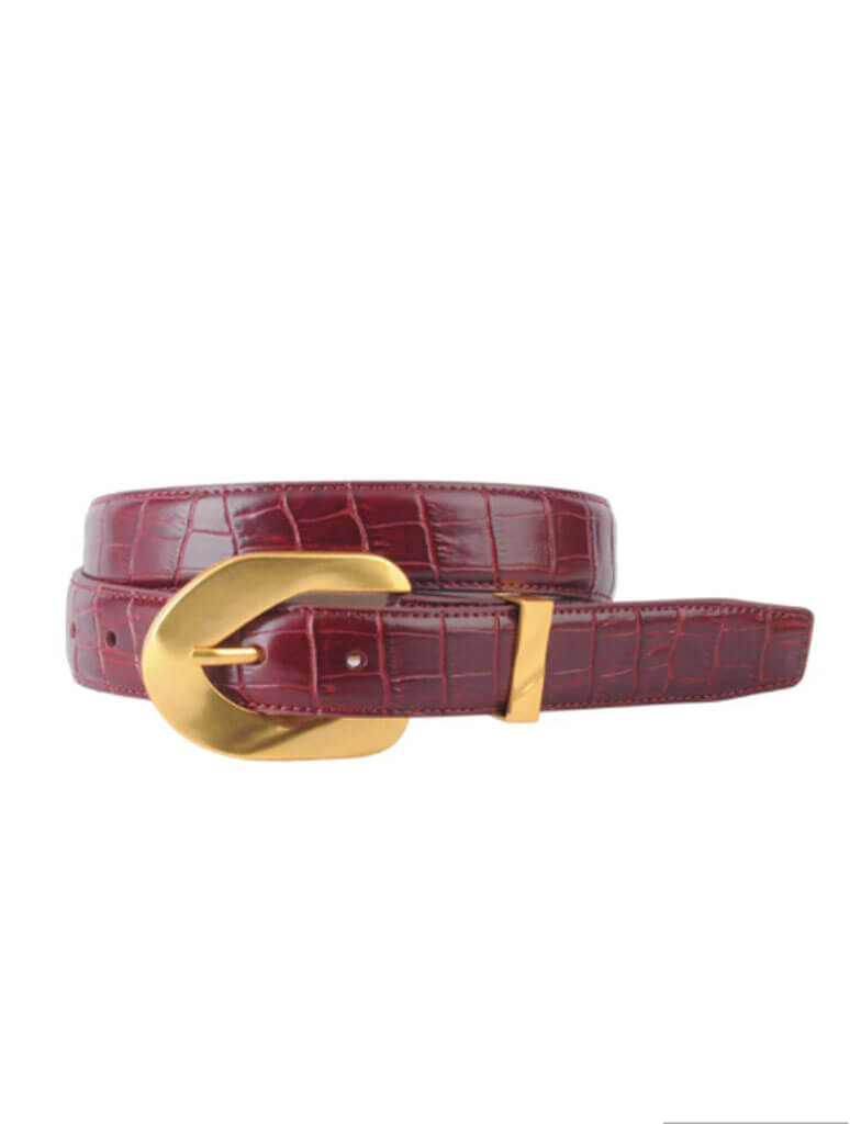 Croco Belt with Gold Wavy Buckle