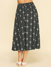 Bow Print Midi Skirt