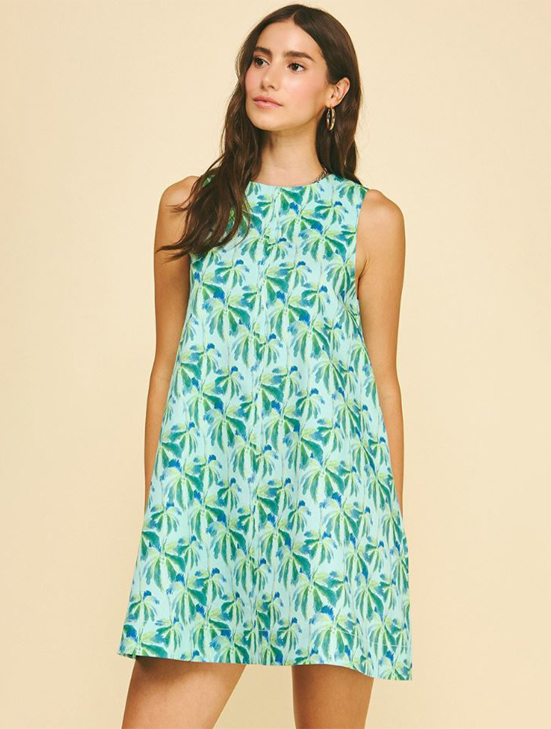 Tropical Print A-Line Mini Dress