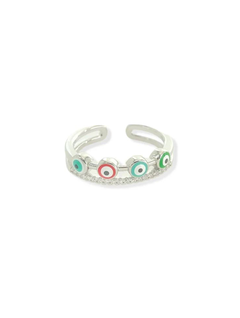 Enamel Double Band Eye Ring