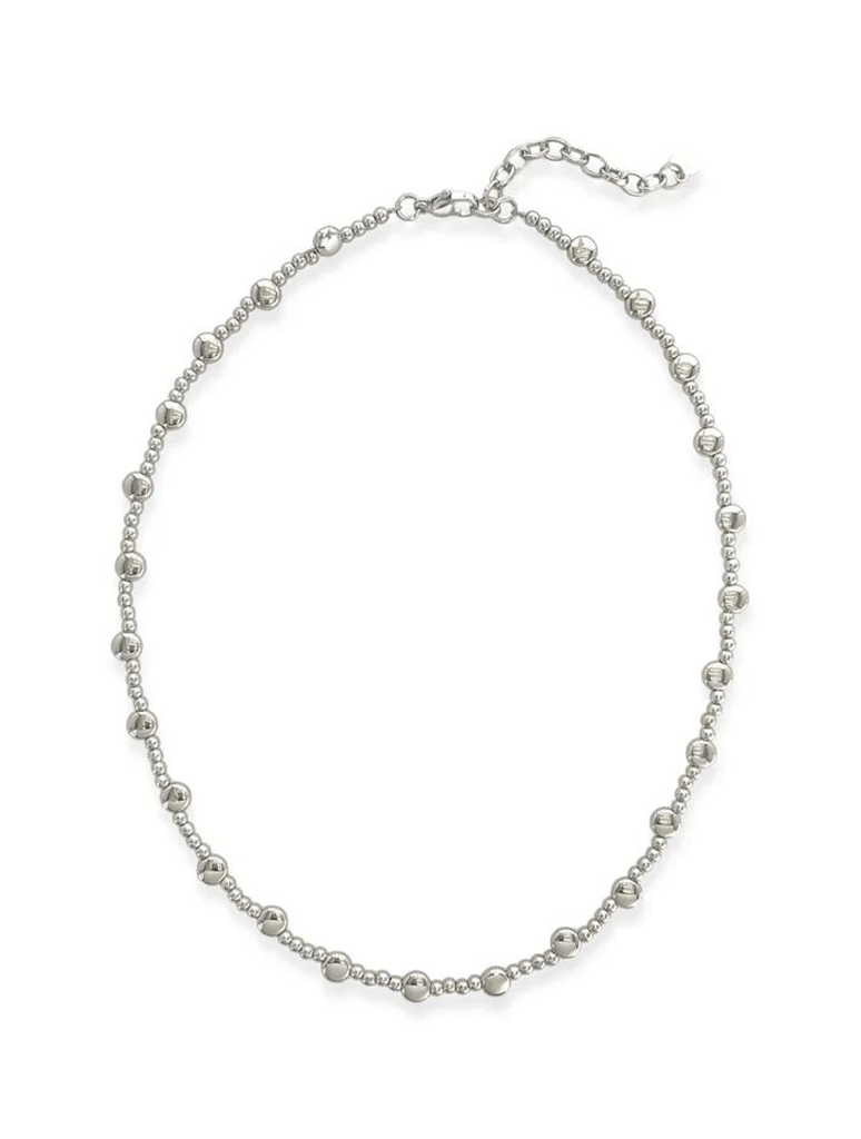 Flat and Round Beaded Necklace in Silver