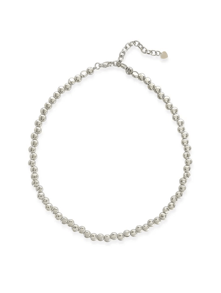 Flat Beaded Necklace in Silver