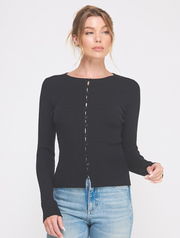 Pointelle Ribbed Fine Gauge Cardi