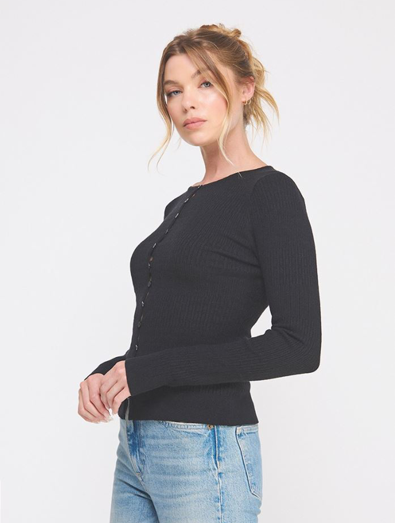 Pointelle Ribbed Fine Gauge Cardi