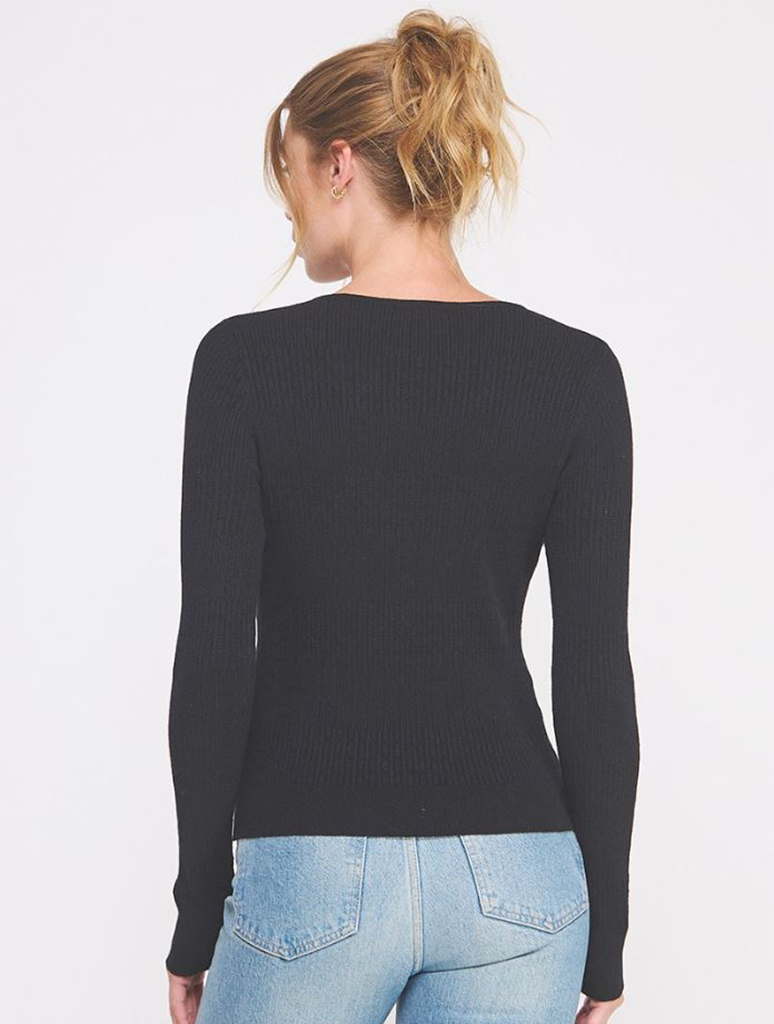 Pointelle Ribbed Fine Gauge Cardi