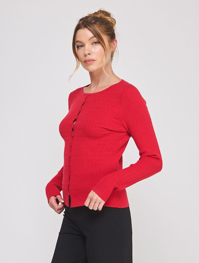 Pointelle Ribbed Fine Gauge Cardi