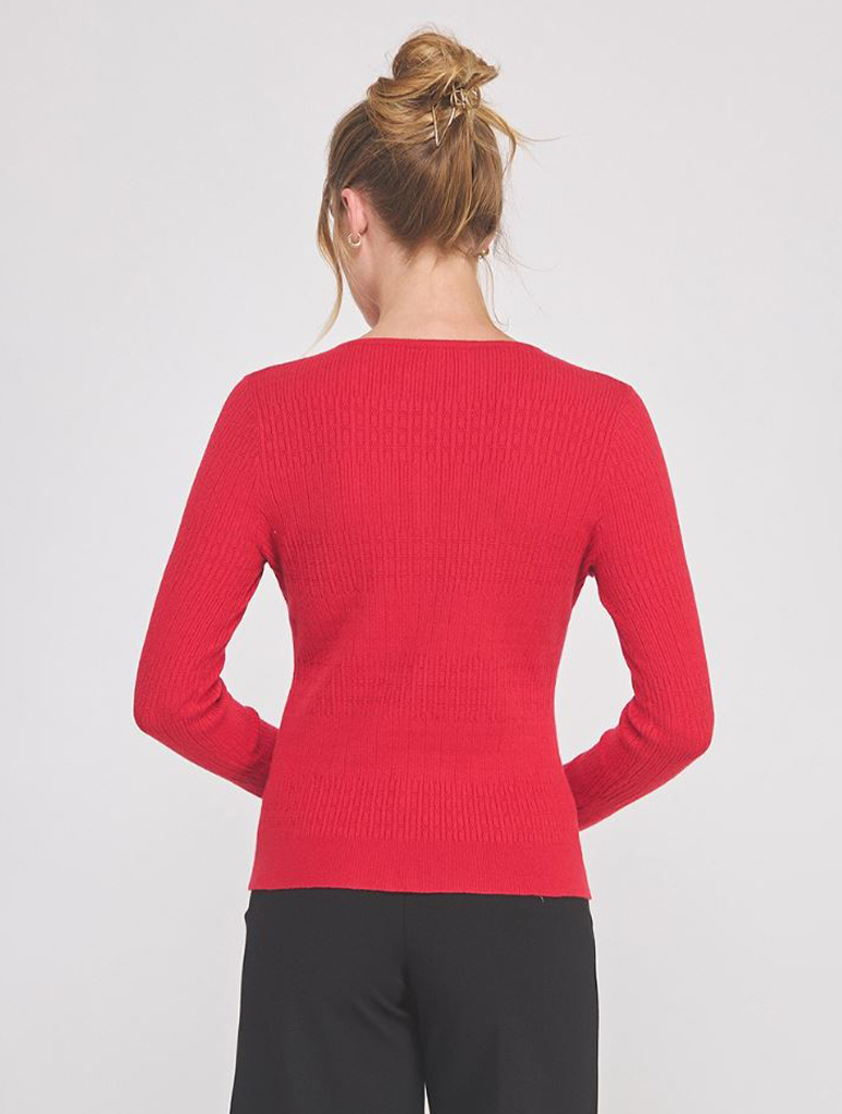 Pointelle Ribbed Fine Gauge Cardi