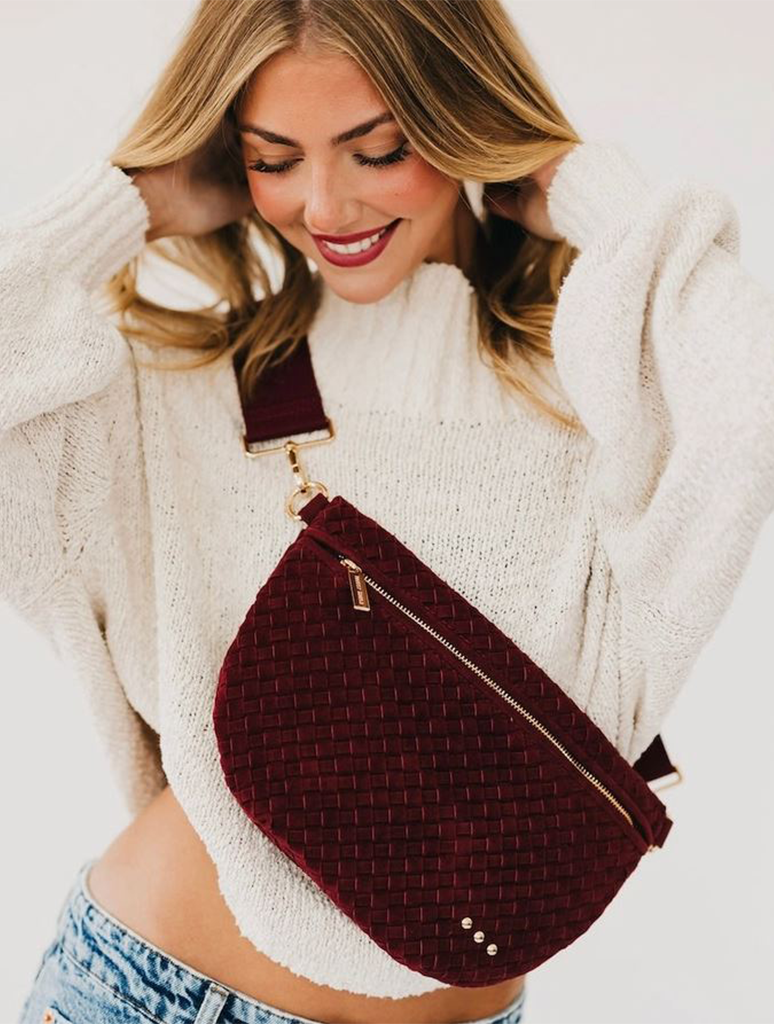 Westlyn Suede Woven Bum Bag with Studded Detail