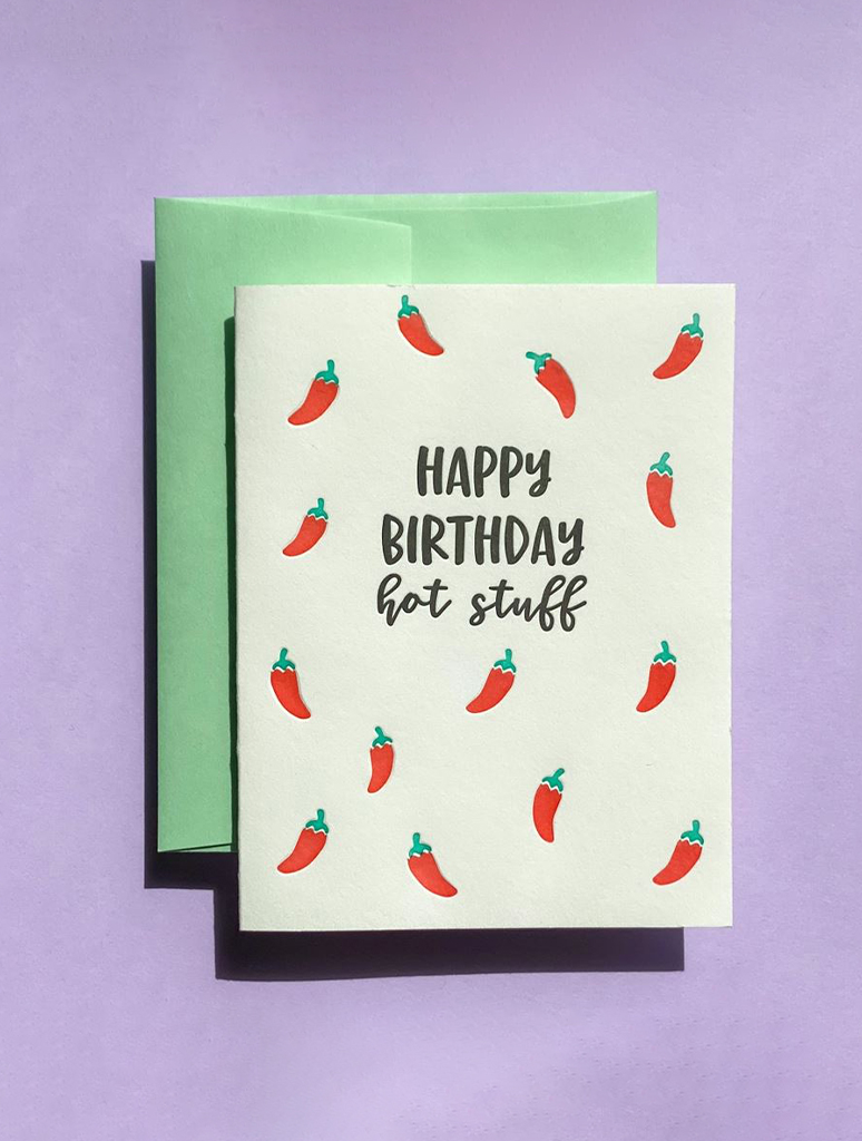 Happy Birthday Hot Stuff Letterpress Birthday Card
