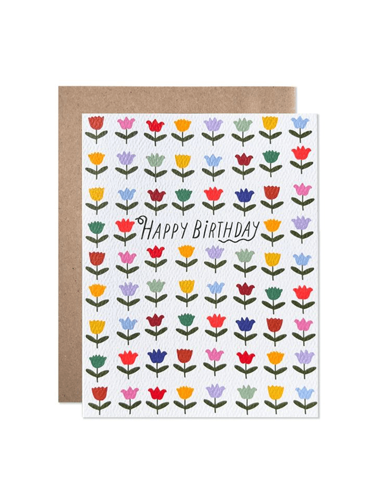 Happy Birthday Rainbow Tulips Card