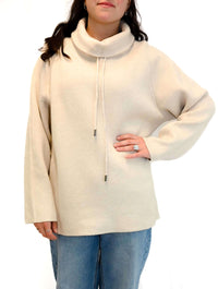 Drawstring Turtleneck Knit Top