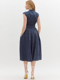 Polka Dot V-neck Sleeveless Midi Dress