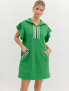 Half Zip Collared Mini Dress with Multicolor Band