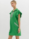 Half Zip Collared Mini Dress with Multicolor Band