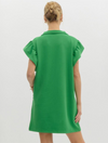 Half Zip Collared Mini Dress with Multicolor Band