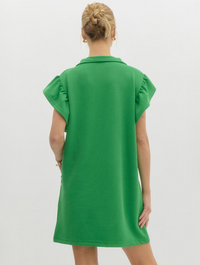 Half Zip Collared Mini Dress with Multicolor Band