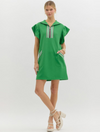 Half Zip Collared Mini Dress with Multicolor Band
