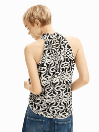 Desigual Sofia Halter Top in Black/White 2