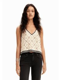 Desigual Karen Sweater Tank in Cream