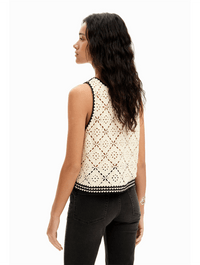 Desigual Karen Sweater Tank in Cream 3