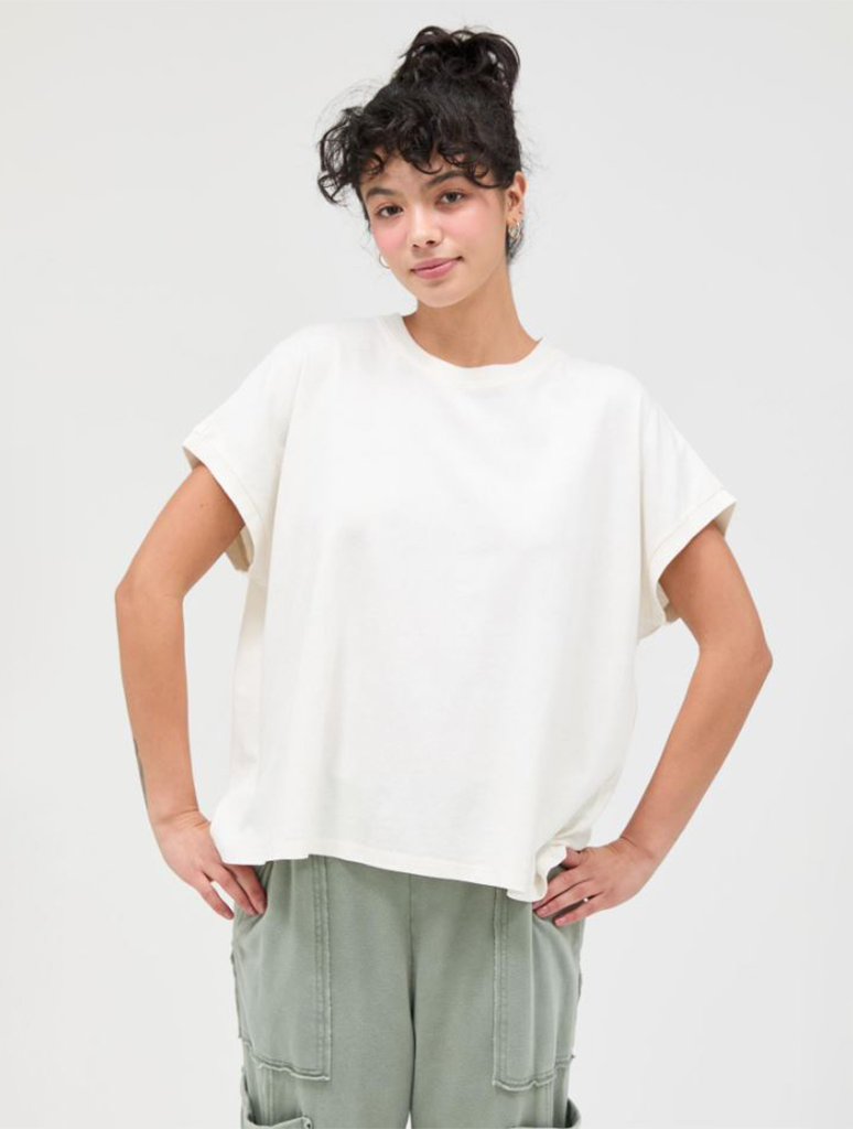 Capped Sleeve Mineral Wash T-Shirt