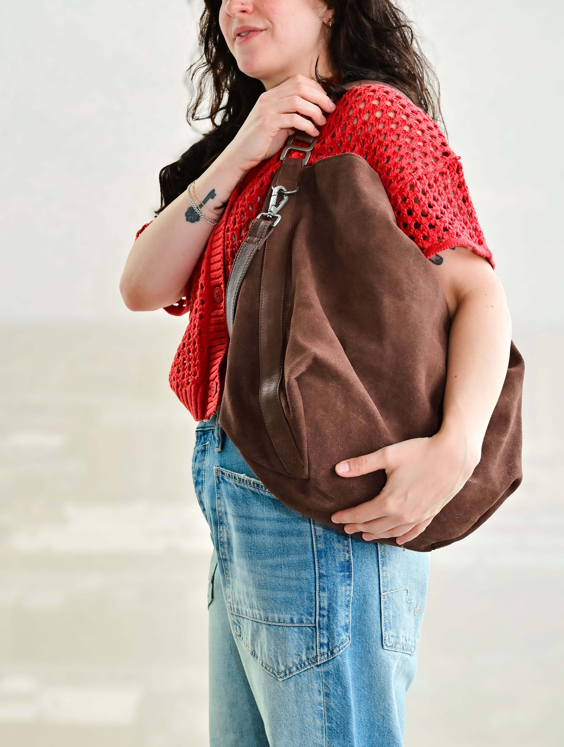 Free People Suzie Suede Slouch Tote