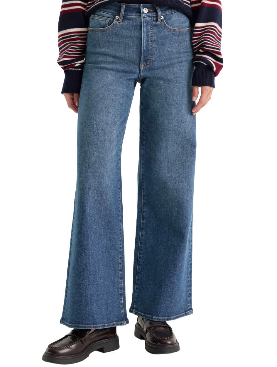 Good American Good Waist Palazzo Ankle Jeans