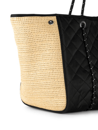 Haute Shore Greyson Raffia Tote Bag in Black/Raffia