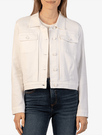 Kut From The Kloth Ada Crop Jacket with Front Pleats in Optic White