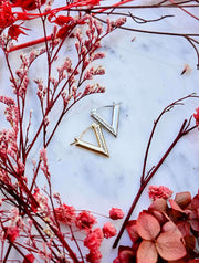 14K Gold Dipped Pave CZ Triangle Earrings