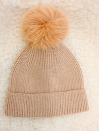 Solid Knit Beanie with Pom