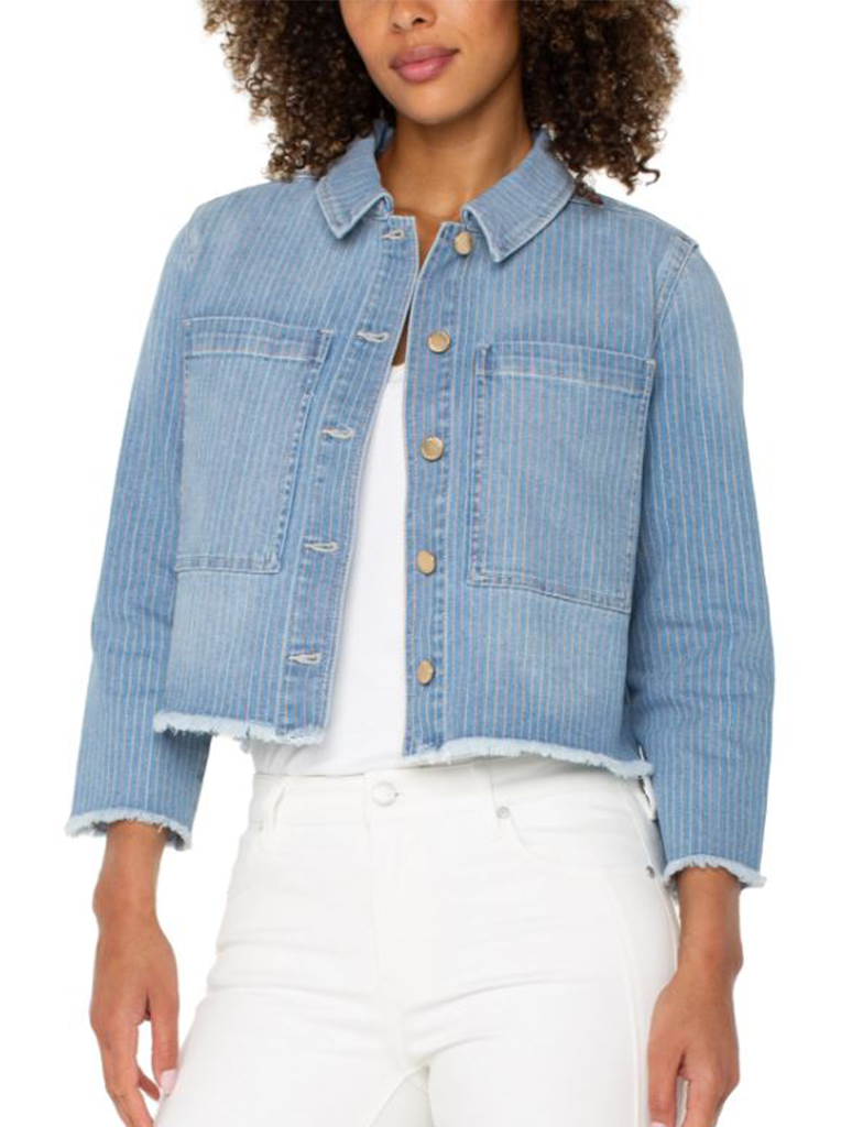 Liverpool Crop Shacket With Fray Hem