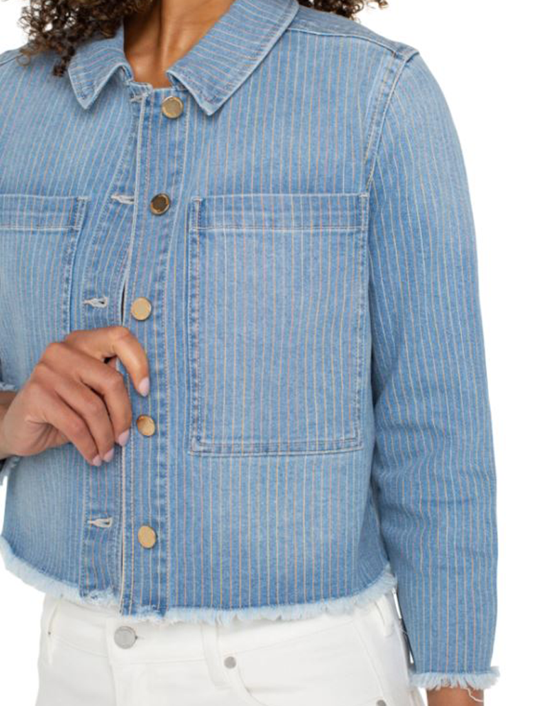 Liverpool Crop Shacket With Fray Hem