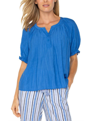 Liverpool Short Sleeve Half Placket Woven Blouse