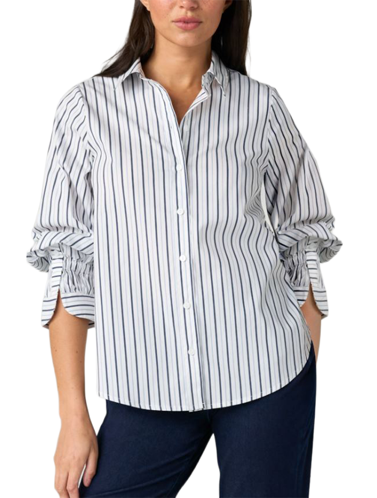 Liverpool Adjustable Sleeve Button Front Woven Top