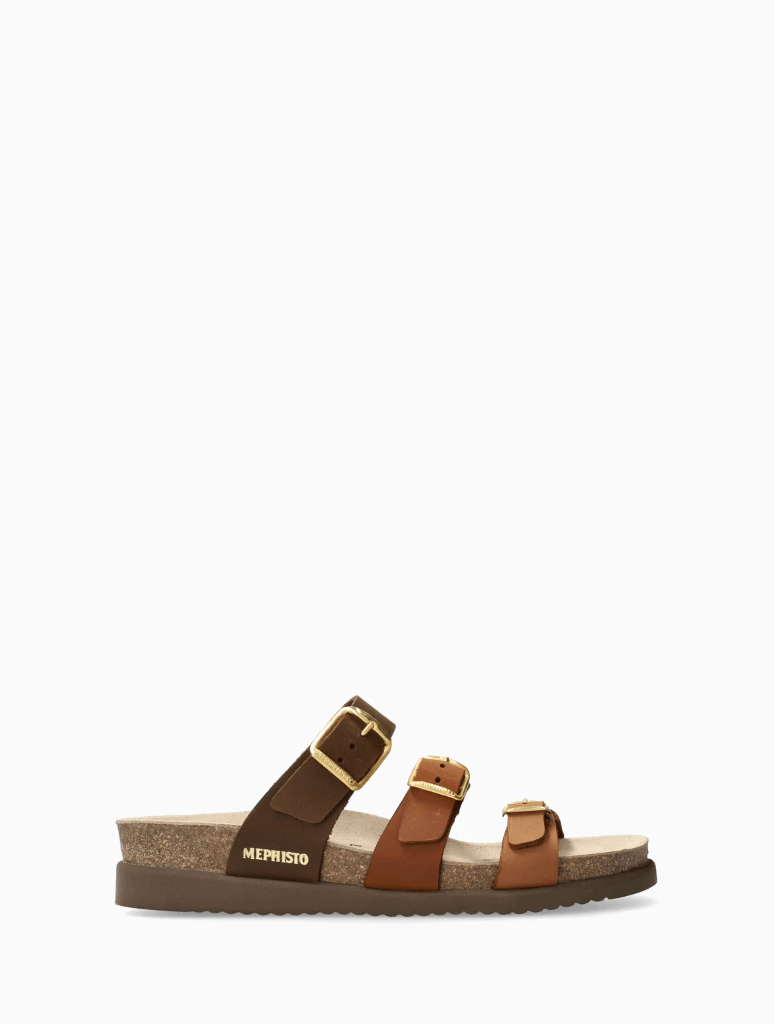 Side view of Mephisto Hyacinta Sandal in Camel 