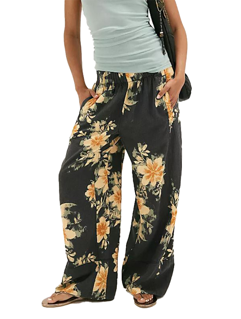 Free People Days End Printed Linen Pant