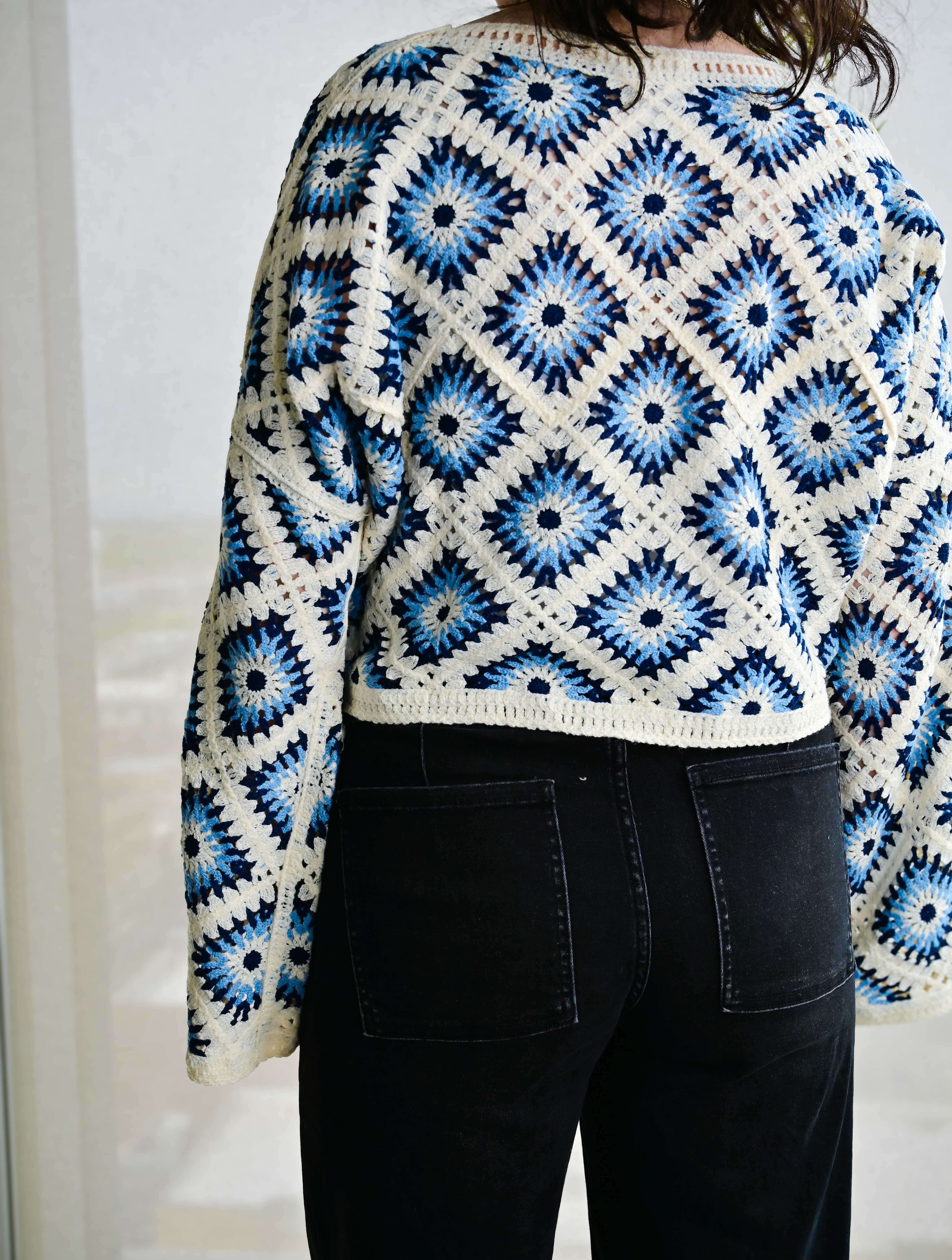 Diamond Crochet Cropped Sweater