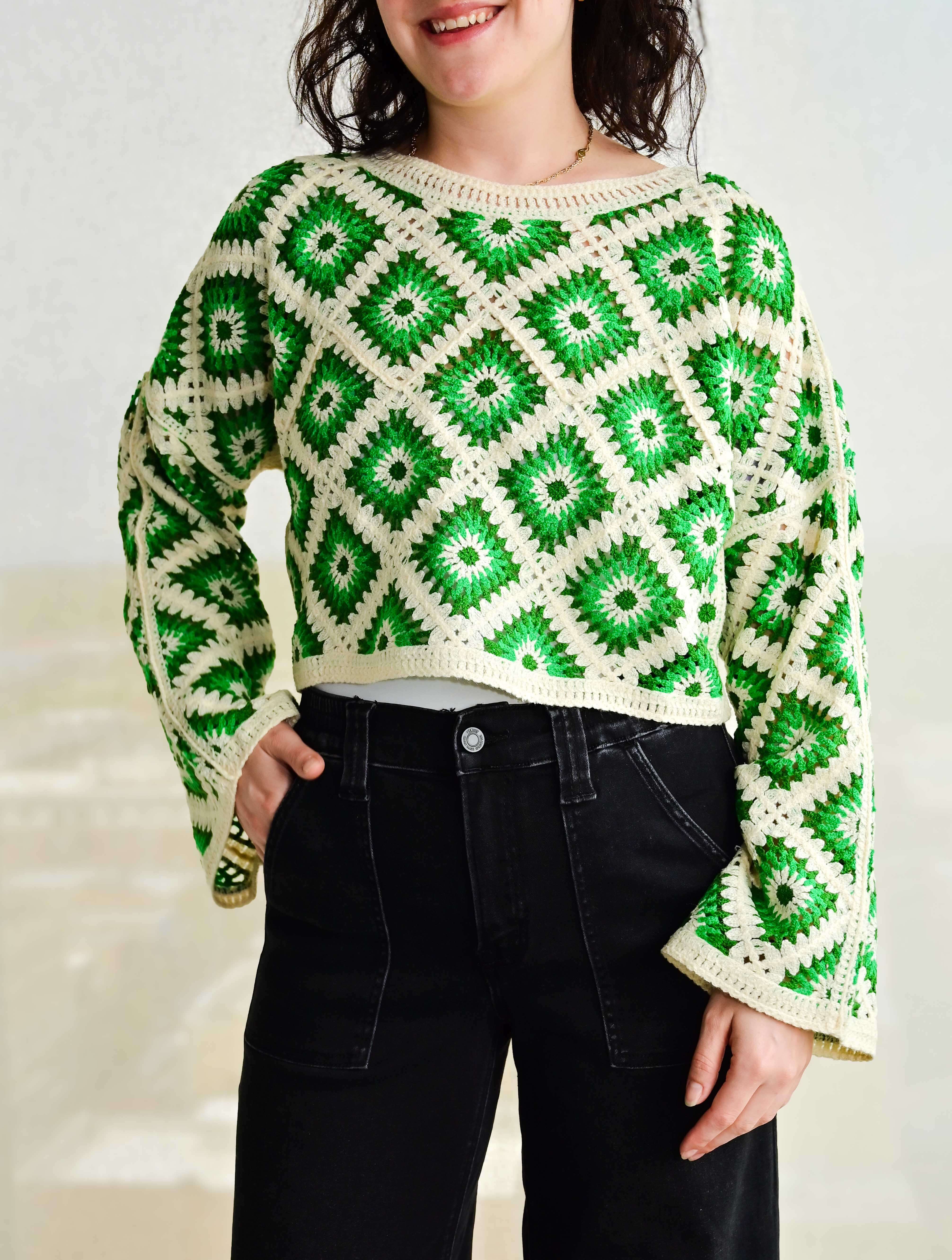 Diamond Crochet Cropped Sweater