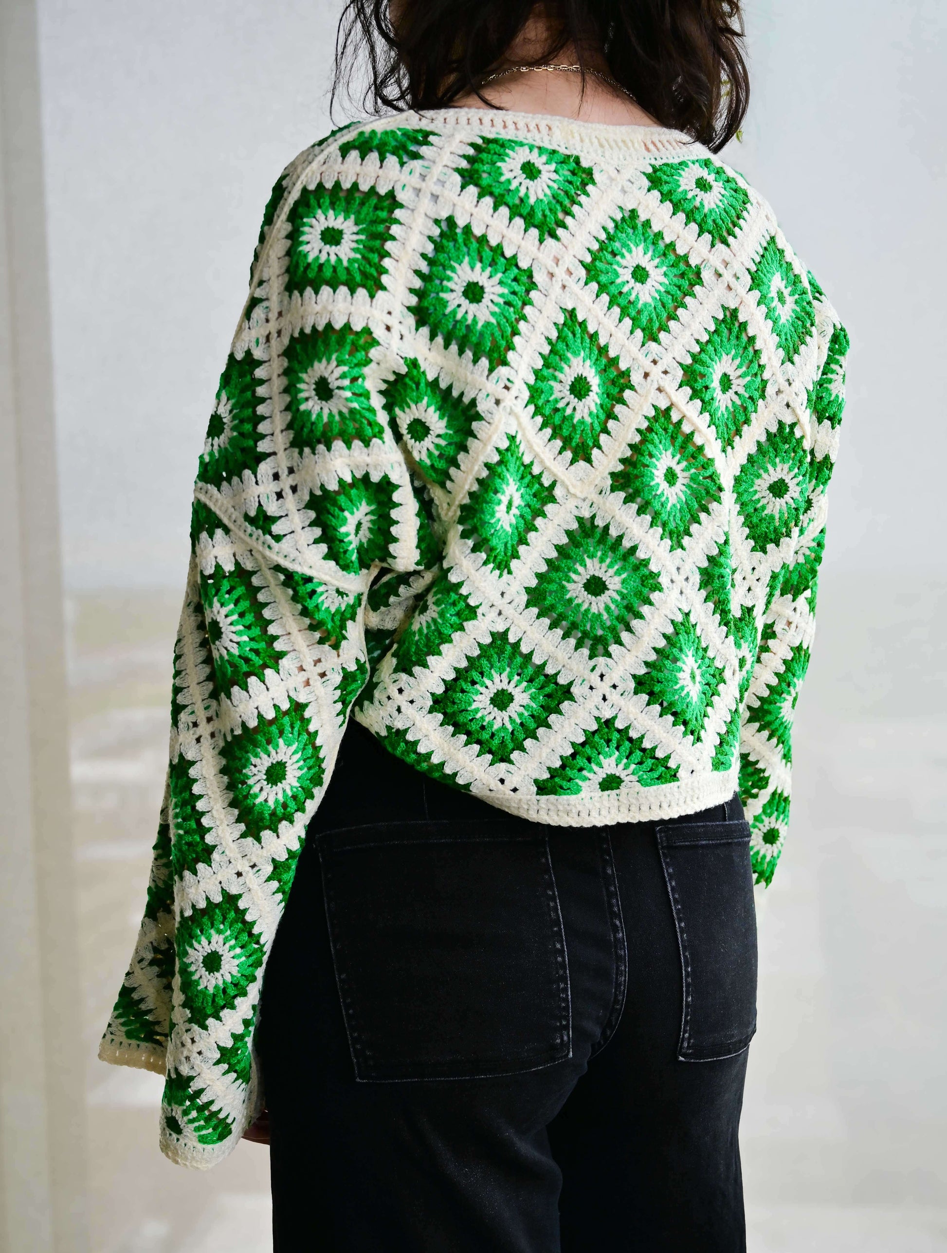 Diamond Crochet Cropped Sweater