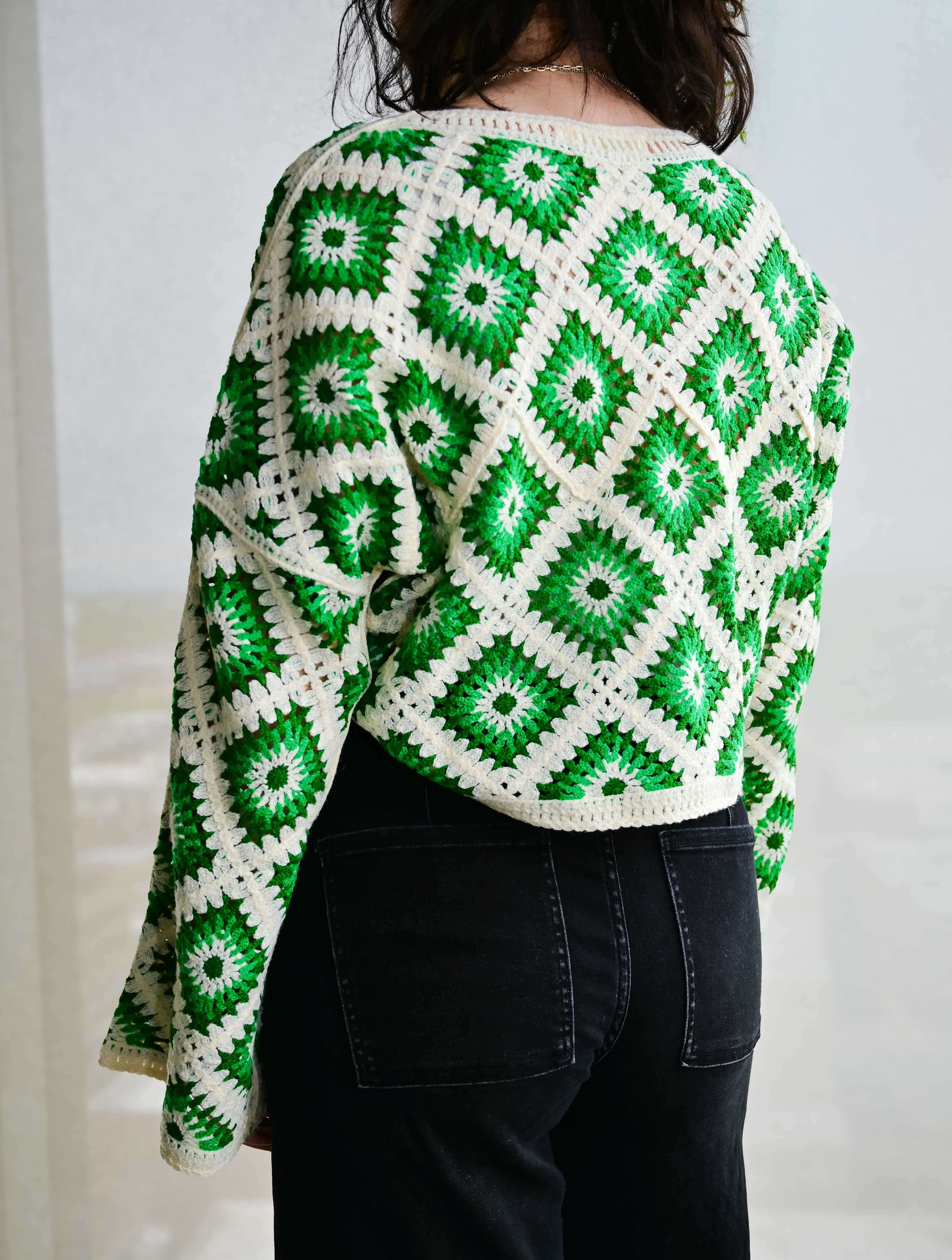 Diamond Crochet Cropped Sweater