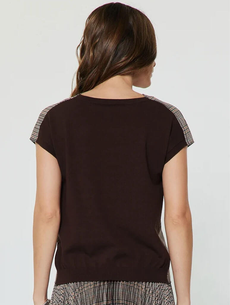 Plaid Cowl Neck Top