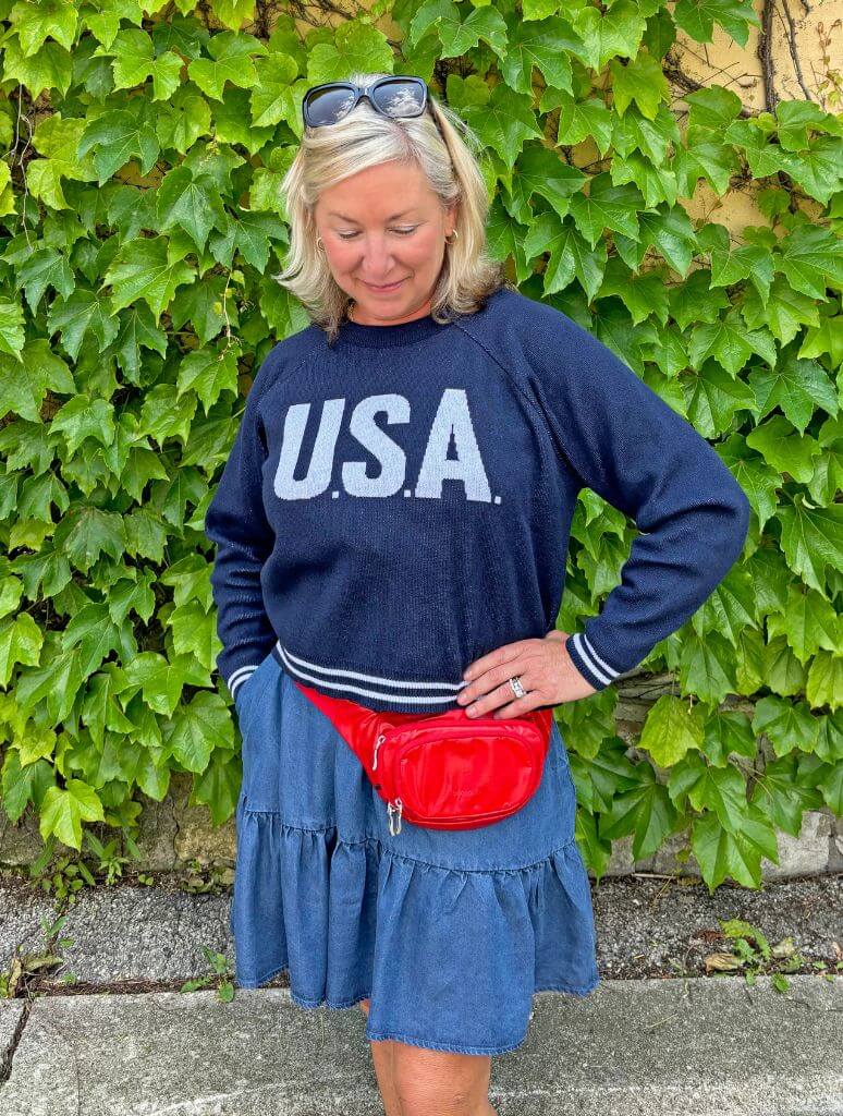 "USA" Sweater in Navy/White