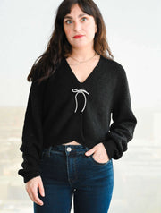 Ghana V-Neck Cardigan with Silver Bow